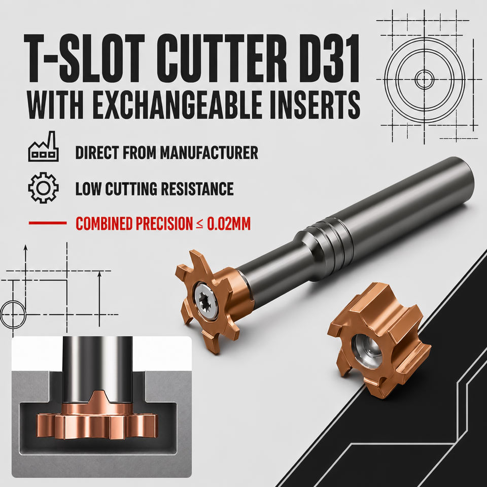 T-Slot Milling Cutter With Exchangeable Inserts for Steel Precision Coated CNC General Purpose Internal High Speed Anti Sticking