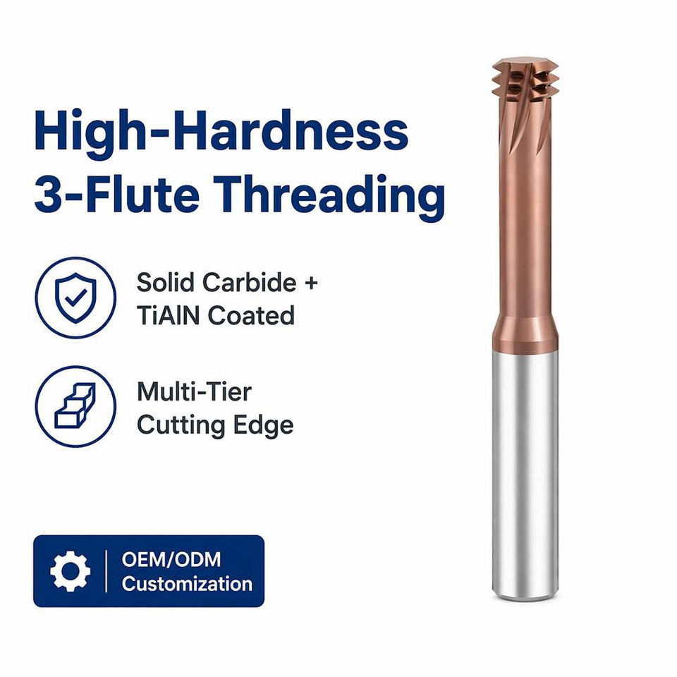High Hardness HRC65 3-Flute Thread Mill Nano Coated Carbide 60° Universal Pitch CNC Cutter OEM ODM H6 Tolerance M3-M24 Int Ext