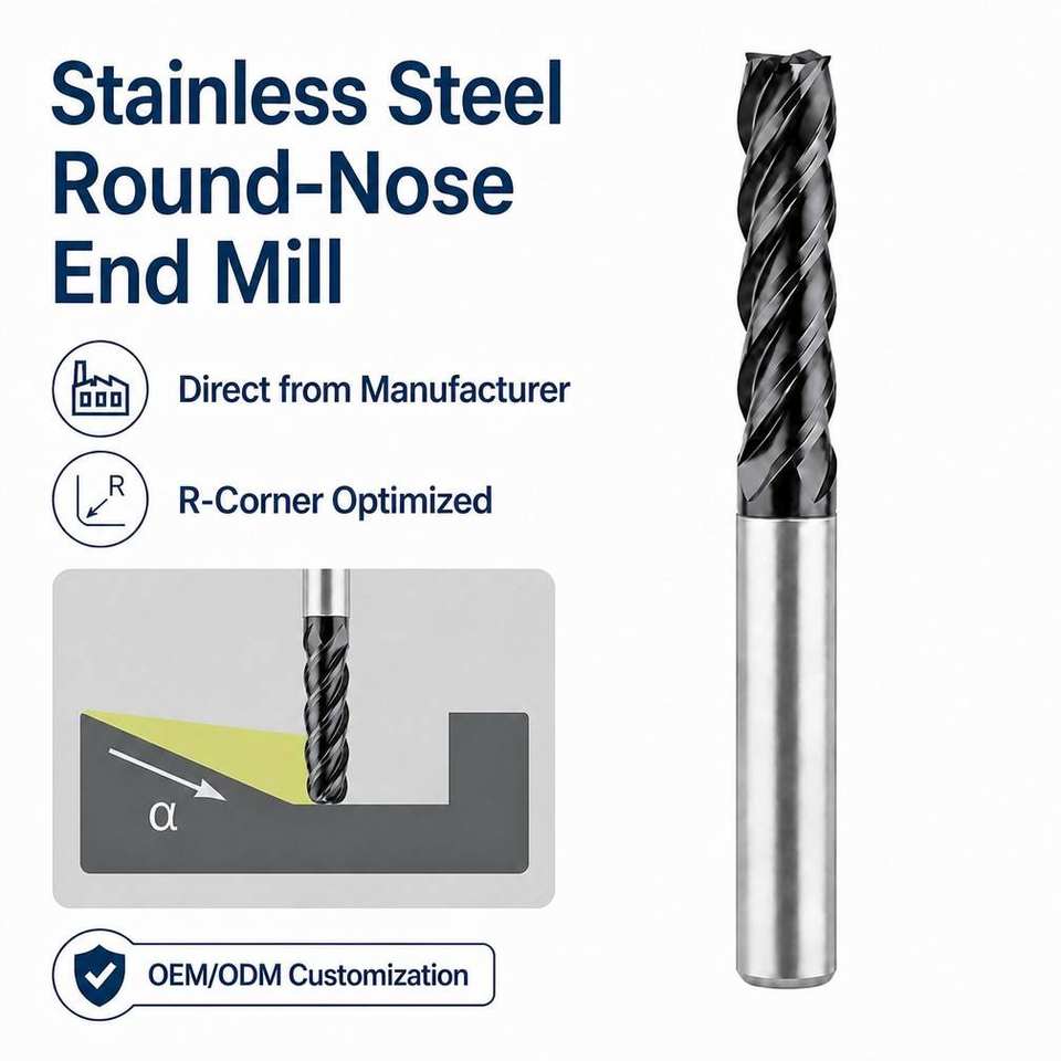 Double Core Diameter End Mill for Stainless Steel, Variable Pitch Anti-Vibration CNC Milling Cutter with Nano Coating