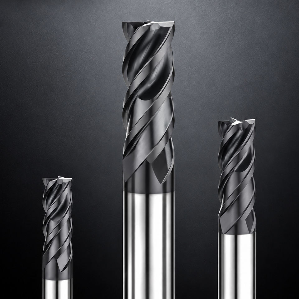 Solid Carbide Stainless Steel End Mill 4 Flute Corner Radius Helical Extended Wear-resistant High Efficiency Coated Cutting Tool