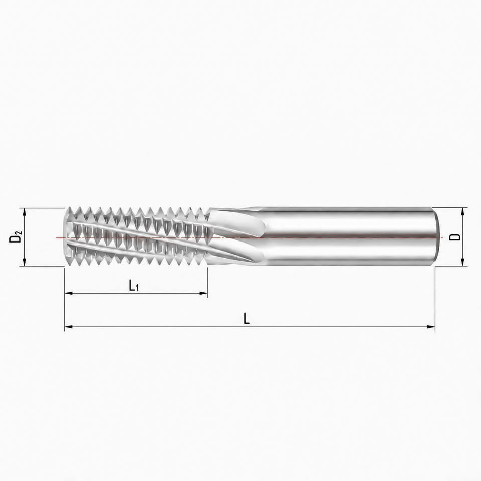 Thread Mill Full Profile for Aluminum Uncoated Polished Flute Carbide CNC Thread Milling Cutter General Internal High Speed Deep