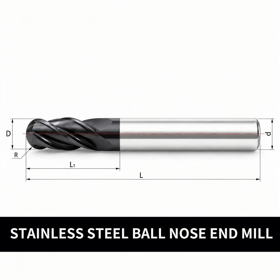 Ball Nose End Mill Solid Carbide For Stainless Steel 2 4 Flute AlTiN Coated CNC Milling Cutter