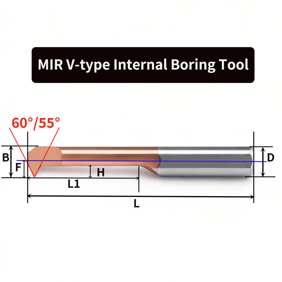 Tungsten Carbide V-Shape Micro Boring Bar, Precision Internal Turning Tool 50-75mm for CNC Lathe Steel Stainless Machining
