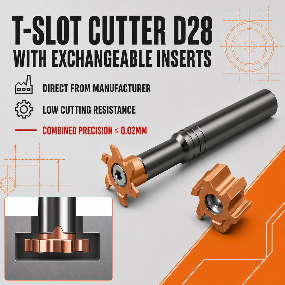 T-Slot Milling Cutter With Indexable Inserts for Steel Carbide Coated CNC Slotting High Speed Deep Spiral Anti Sticking Internal